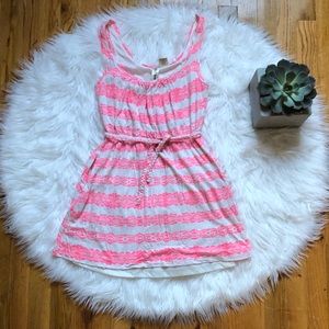 Pink Lace Print Tank Dress